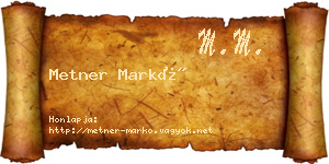Metner Markó névjegykártya